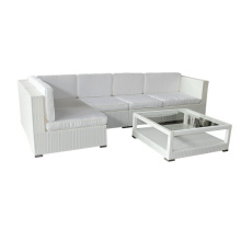 Mobiliário de jardim branco PE sofá do rattan